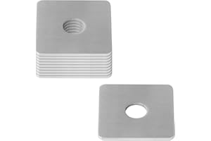 heneng 10 Pcs 304 Stainless Steel Square Plate Washers, 5/8"(ID) x 2-3/8" x 2-3/8", Flat Washer Fastener, 1/8" Thick