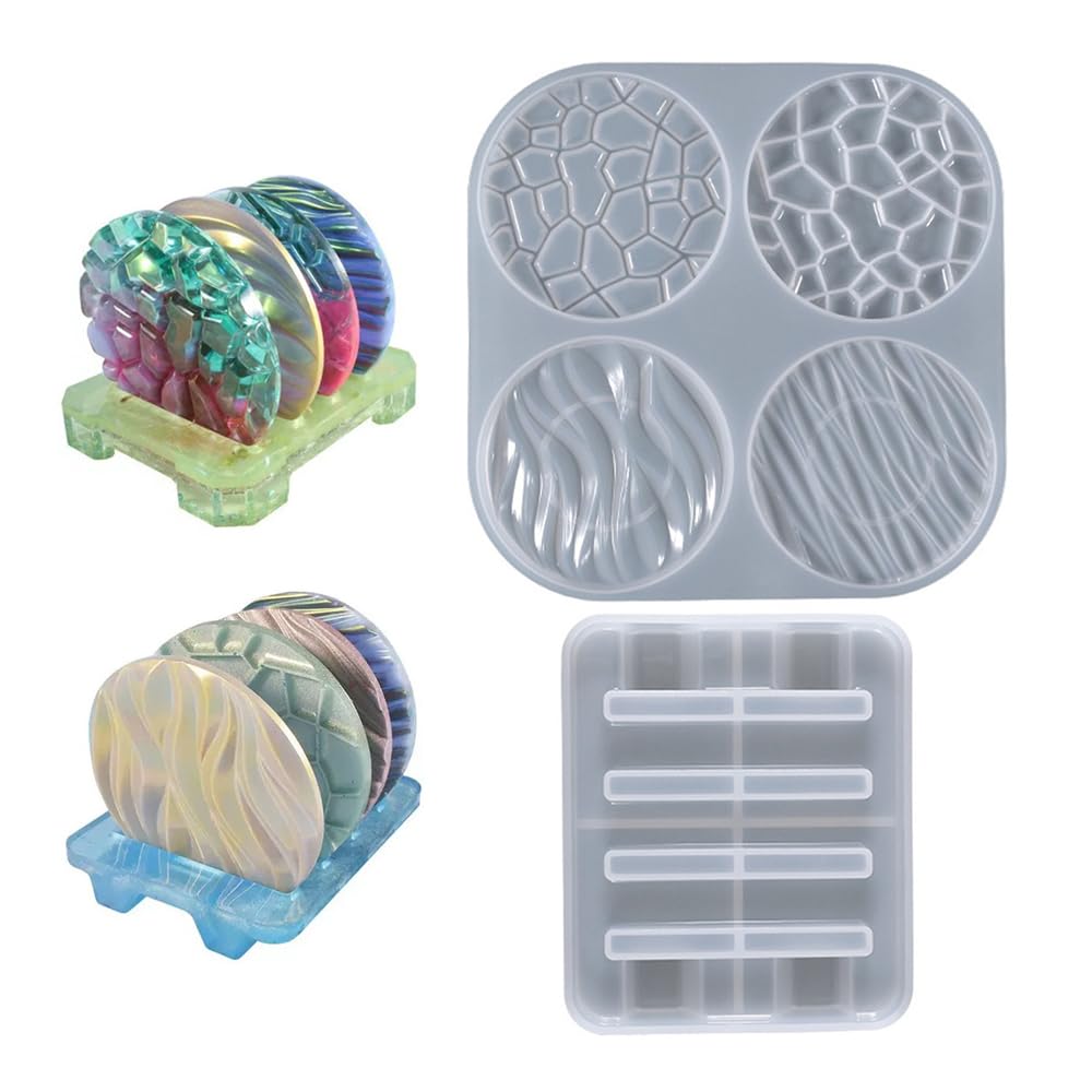 STOBOK 2pcs Coaster Mold Circle Silicone Mold Silicone Coaster Mould Soap Silicone Molds Cup Pad Geode Coaster Stoarge Stand Silicone Moulds White Cake Mold Silica Gel Crystal Epoxy