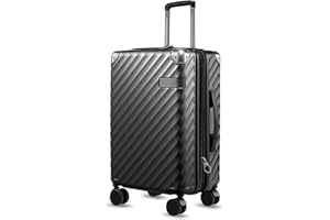 LUGGEX Luggage with Spinner Wheels, Polycarbonate Expandable Hard Shell Suitcase, Carry On 20 Inch, Black