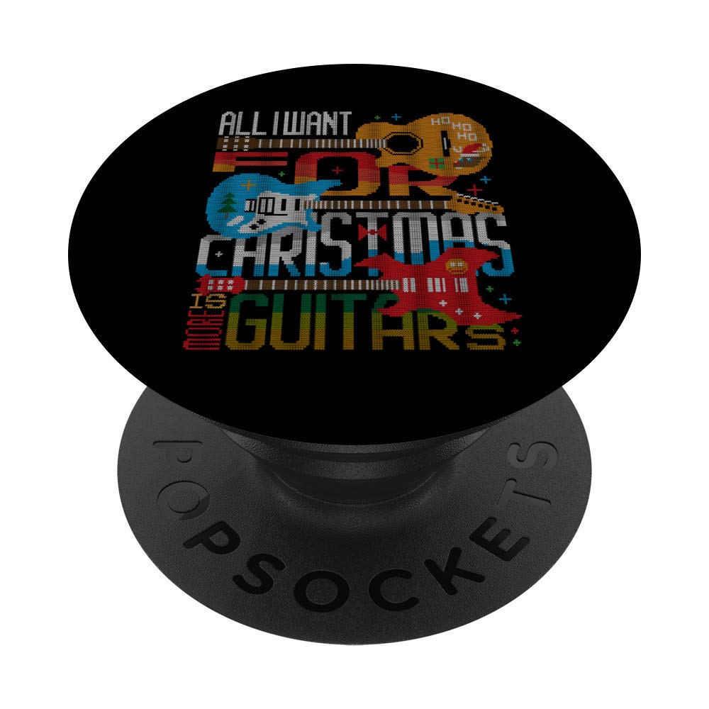 Heavy Metal X-Mas Rock Guitar Player Ugly Christmas Sweater PopSockets Swappable PopGrip