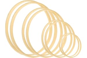 Larcenciel Wreath Rings 8 Pack 4 Sizes Wooden Bamboo Floral Hoop Set Wreath Macrame Craft Hoop Rings for DIY Dream Catcher an