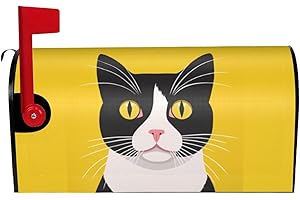 Dujiea Black Cat Face Mailbox Cover, Standard Size 21" x 18", Waterproof, Magnetic, Garden Home Decor