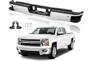 APSVE Rear Bumper Assembly Compatible with 2014-2018 Chevy Silverado GMC Sierra 1500 W/SENSOR Hole Carbon Steel,Polished Chrome