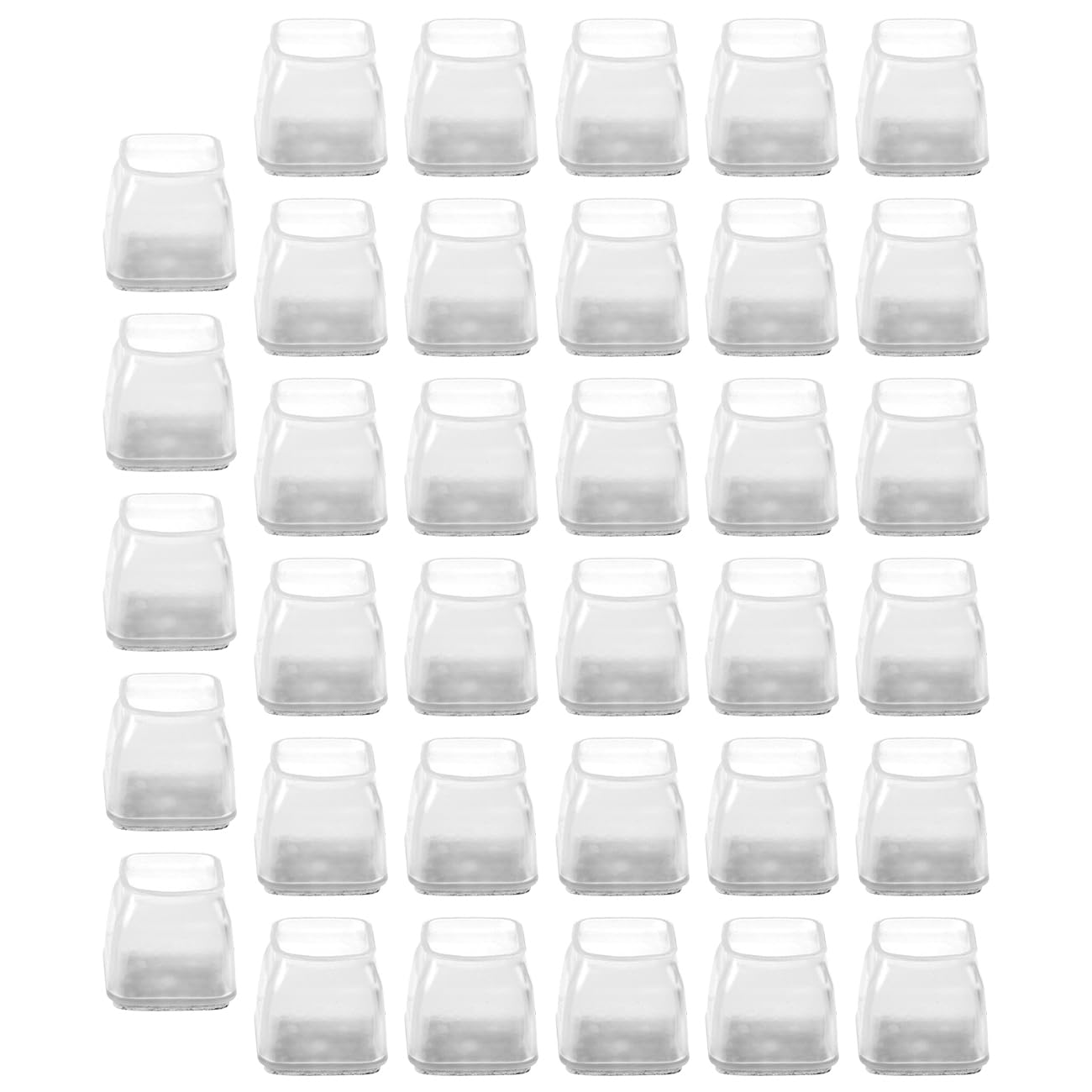 HUMOKI Chair Leg Floor Protectors, 35pcs Square Chair Leg Caps with Felt Pads, Transparent Chair Feet Cover, No Scratches No Noise, Furniture feet Covers Pad, Furniture Cups for Protecting Tile Floors