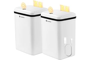 FRESHLIX Bathroom Touchless Trash Can 4 Gallon Smart Automatic Motion Sensor Rubbish Can with Lid Electric Waterproof Narrow Small Garbage Bin, 2 Pack, Upgraded USB & Light Energy Charging