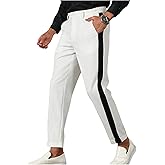 Floerns Men's Stretch Dress Pants Striped Side Work Business Suit Pants