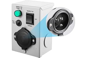 GLOPPERS 15 Amp Generator Transfer Switch, NEMA 5-15P, Generator Power Inlet Box with Circuit Breaker,Manual Transfer Switch for Outdoor Extension Cord,ETL Listed