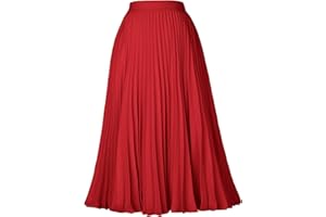 Kate Kasin Women's High Waist Pleated A-Line Swing Skirt KK659