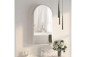 Mepplzian 16x31 Arched Medicine Cabinets with Mirror,Arch Medicine Cabinet for Bathroom, Brushed Nickel Medicine Cabinet Mirror Wall Mounted Only,Arch Bathroom Mirror with Storage