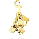 Angyape Cool Dice Keychain Sliver Gold Bag Charms Purse Charms for Handbags Tote Bags Backpack Accessories Gift for Women Man