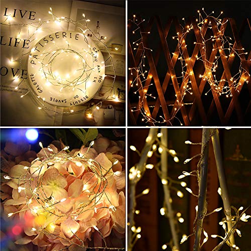 1M Led Catena Luminosa Luci Stringa String Lights Firefly Catena di Filo di Rame con 100 LEDs Impermeabile USB Natale per Esterni e Interni, Feste, Matrimonio, Casa, Luce Gialla Calda