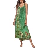 Ekouaer Womens Sleeveless Nightgown Full Slip Nightshirt Print Nightwear Full Length Loungewear Soft Nightdress