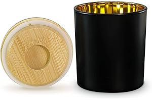 Aroparc Candle Jars 10oz with Lid, Elegant Gold Interior Wholesale Candle Jars for Candle Making 12 Pieces with Bamboo Lids - Black Matte