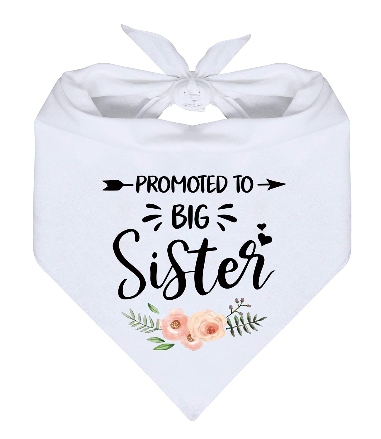 MaySunset Promoted to Big Sister White Flower Pattern Pet Dog Triangle Scarf Bandanas Bibs, Gender Revealing Photo Props Accessories, Pet Dog Lovers Gifts