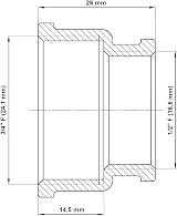 HYDROBIL Brass Reducing Muff 3/4" BSP Female x 1/2" BSP Female 10 Bar 95°C view 4