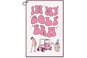 WUUCKOO in My Golf Era Printed Pink Towel, Funny Bag Towels for Women with Clip, Accessories for Ladies, Gifts for Golfer Player Lover, Woman Golf Towel