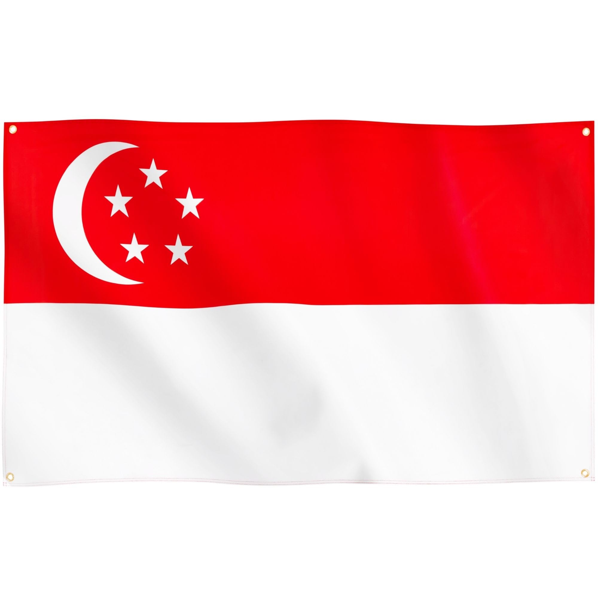 Runesol Singapore Flag, 91x152cm, 3ft x 5ft, National Flag, 4 Grommets, Eyelet In Every Corner, Horizontal Bicolour, Premium Flags, Inside, Outside, Vivid Colours, Polling Day — image 1