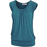 Lock and Love Women's Scoop Neck Short Sleeve Solid/Print/Dip-Dye Sweetheart Top S-3XL Plus Size