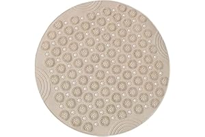 LEZUAN Shower Mat, Round Shower Stall Mat, PVC Bathtub Mat, Non Slip Bath Mat with Suction Cups and Drain Holes, Machine Washable for Bathroom Bathtub Swimming Pool(21.65in,Khaki)