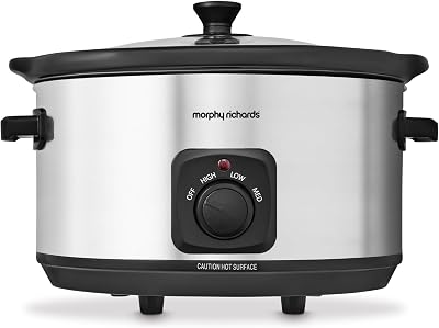 Morphy Richards 6.5L Slow Cooker Ceramic Pot Brushed Steel