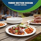 1ABOVE 10 Inch 3 Compartment Sugarcane Plates 50 Pack Eco Friendly Biodegradable view 3