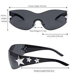 Haqptul Rimless Y2K Sunglasses Star Wrap Around
