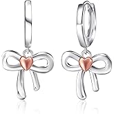 ACECHA Silver Bow Hoop Earrings for Women Trendy, Dainty Bowknot Stud Earrings Ribbon Earrings Jewelry Gift for Party Prom Dress