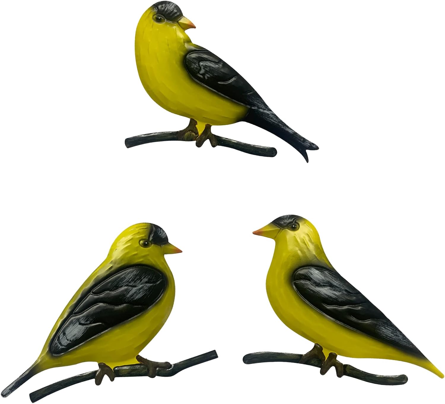 Plaques & Wall Art - Usupgift Metal Goldfinches Birds Wall Decorations, Small Hanging Birds, Decorative Indoor Outdoor Chirping Birds, Set of 3 3D Wings，Handmade 6.4X7.6 Inches
