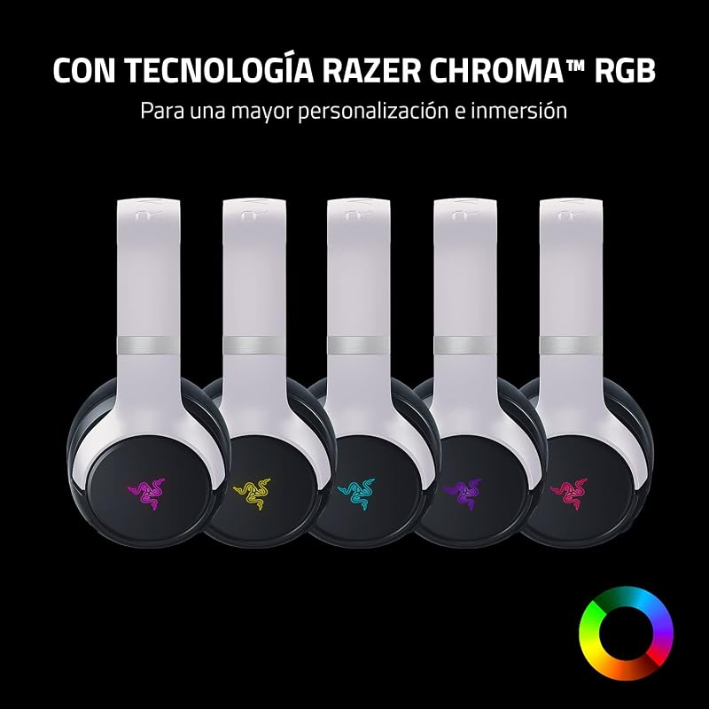 Razer kaira pro - fone de ouvido sem fio para playstation 5 com tecnologia haptic (razer hypersense, driver de 50 mm, controle de volume, razer smartswitch, rgb chroma) preto-branco