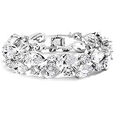 Mariell Silver Petite Length 6 1/2" Wedding Bracelet with Bold CZ Mosaic for Brides and Bridesmaids