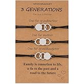 YALLNASL Grandma Mother Daughter Gift Bracelets for 3 Generations Gifts Bracelet Set Matching Bracelets for Grandma Mom Granddaughter Mother's Day Birthday Gifts 3 Circle Bracelet