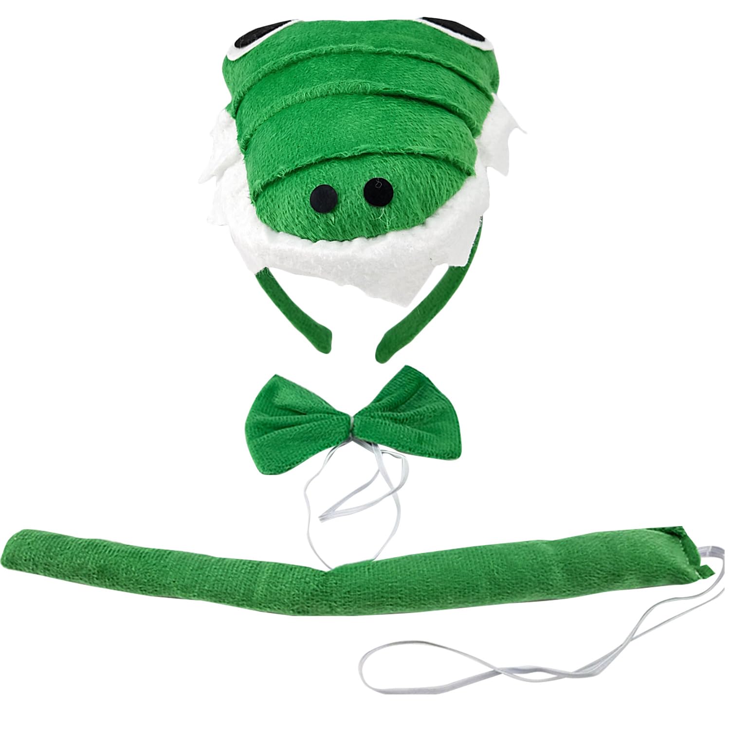 BORFUE 3pcs Crocodile Accessory Cutie Crocodile Headband Bowtie Tail for Halloween Carnival Party Cosplay Pretend Play