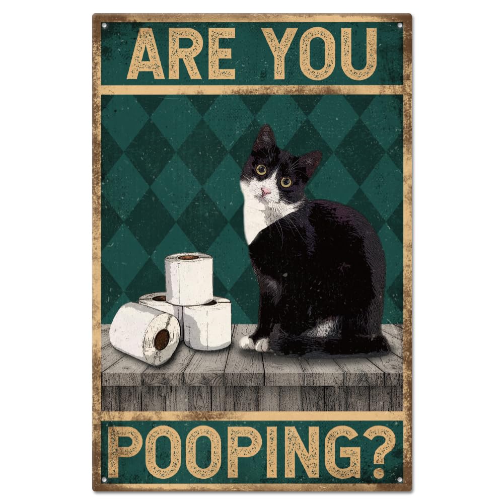 GLOBLELAND Vintage Cat and Funny Word Metal Tin Sign For Garage Man Personalized Signs Garden Cave Signs Art Plaque Poster Wall Decor for Home Kitchen Bar Club 8×12inch