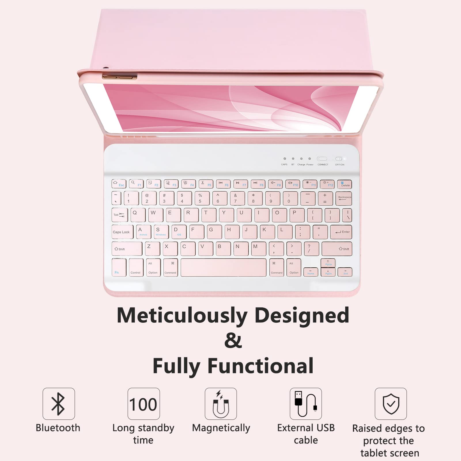 MMK iPad 9th Generation Case with Keyboard, for iPad 8th Generation Case with Keyboard (Wireless Detachable & Pencil Holder), iPad 10.2