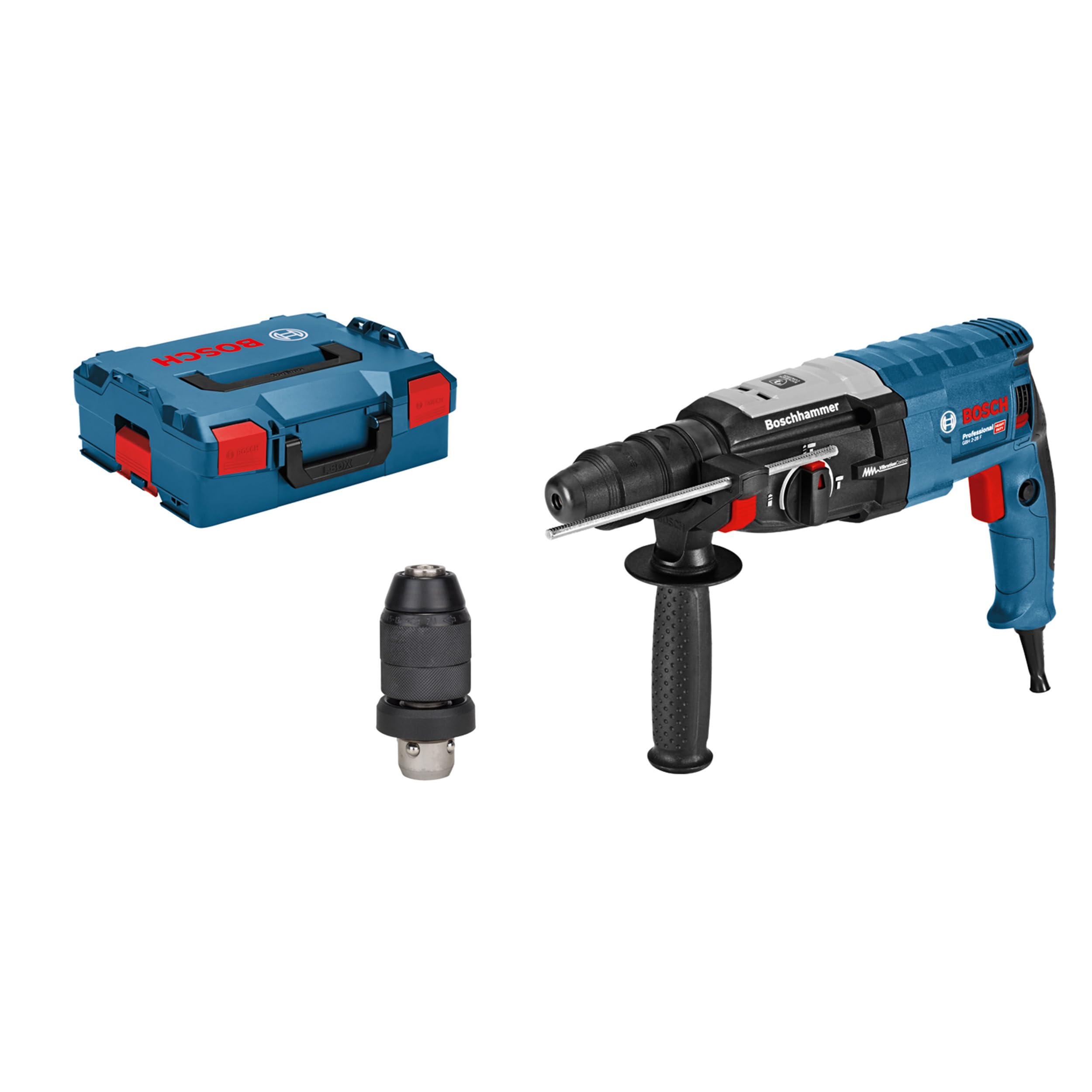 Bosch Professional GBH 2-28 F rotary hammer (SDS-plus interchangeable chuck, 13 mm keyless chuck, up to 28 mm drilling Ø, kickback protection, in L-BOXX)