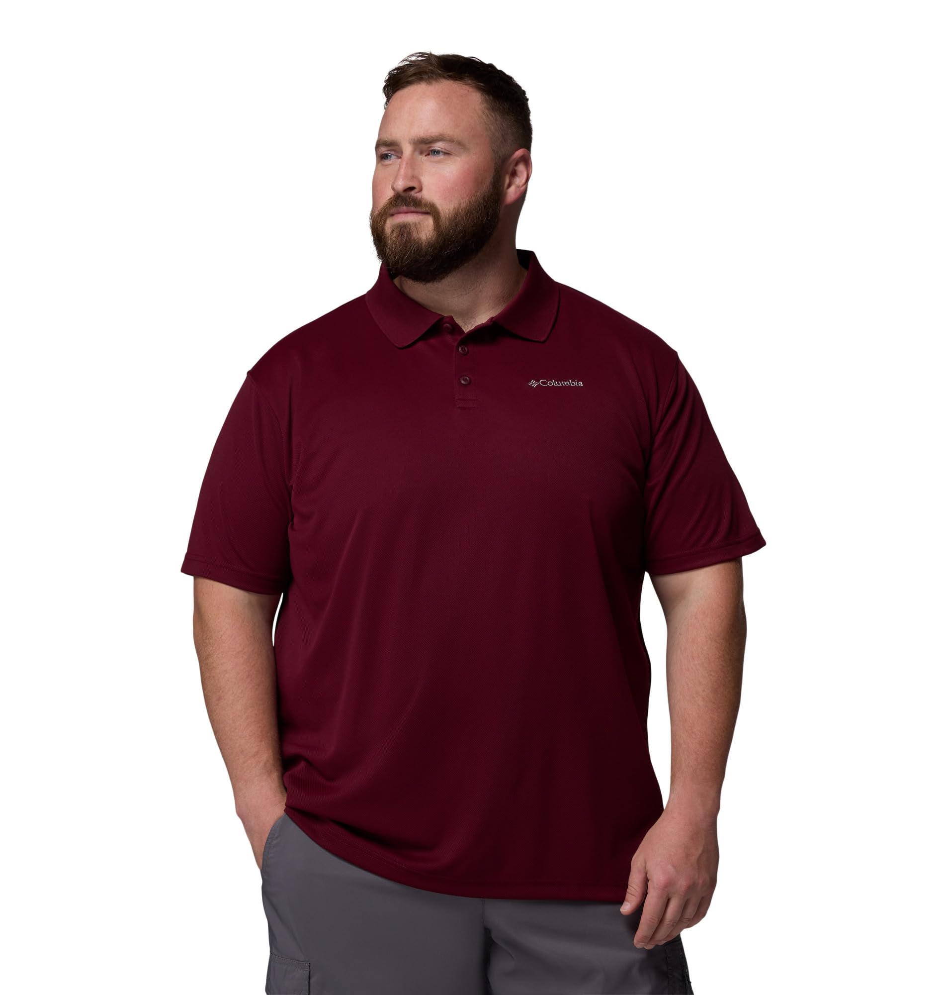 Columbia Mens Utilizer Short Sleeve Polo, Rich Wine, 1X Image