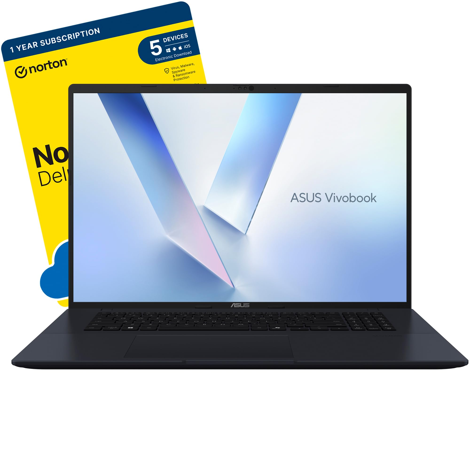 ASUS Vivobook 18 M1807 18.4-inch AI Business Laptop (AMD Ryzen AI 7 445,16GB DDR5 RAM, 1TB SSD, Wi-Fi 6, Backlit Keyboard, Windows 11 Home) includes Free Norton 360 Deluxe Anti Virus
