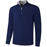 Auxo Mens Quarter Zip Pullover Sweater Long Sleeve Mock Neck Casual Slim Fit Knit Polo Sweaters