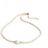 Gempires Gemstone Beaded Necklace with Freshwater Pearl Choker Style Jewelry Hypoallergenic Non Tarnish Gold Plated Crystal Beads Necklaces For Women