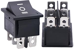 Twidec/2Pcs Rocker Switch 6 Pins 3 Position ON/Off/ON AC 10A/125V 6A/250V DPDT Car Boat Black KCD4 Rocker Switch Toggle KCD2-203