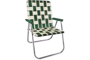 Lawn Chair USA Folding Aluminum Outdoor Patio Lawn Chair | Heavy-Duty Webbed Chairs for Camping, Sports, Beach, Yard & Tailgating | Lightweight Portable | Magnum - Charleston with Green Arms