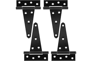 HILLMASTER 6 Inch T-Strap Heavy Duty Shed Door Hinges Gate Strap Hinges Black Tee Hinge Wrought Hardware for Wooden Fences,Ya