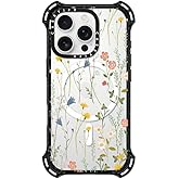 CASETiFY Bounce Case for iPhone 16 Pro [Shockproof / 21.3 ft. 6X Military Grade Drop Protection/Compatible with Magsafe] - Dreamy Floral Pattern - Clear Black