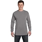 6.1 Ounce Ringspun Cotton Long Sleeve T-Shirt, Color: Grey, Size: X-Large