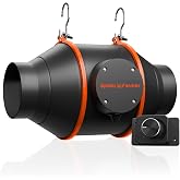 Spider Farmer 4 Inch Inline Duct Fan, 205 CFM Quiet EC Motor | With RJ12 speed controller, booster exhaust fan for grow tents, hydroponics, and indoor gardening ventilation