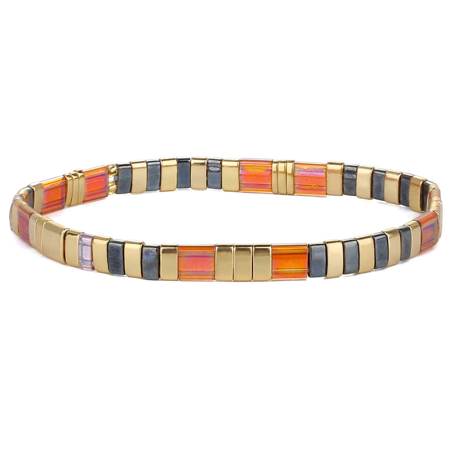 KELITCH Tila Miyuki Beads Bracelets Colorful Strand Stretch Bracelets Mixed Friendship Bracelets - 03J