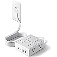 Surge Protector Power Bar, SUPERDANNY 6 Ft Extension Cord with 8 Outlets & 4USB Ports (2 USB 2 C), Mountable Flat Plug Power 