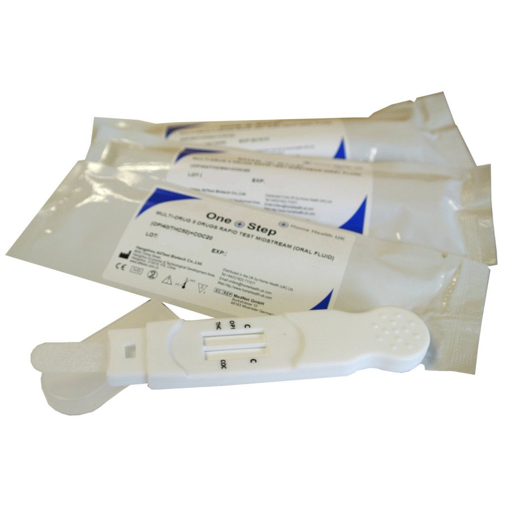 5 x Saliva Drug Test Kits - 3 Drug Oral Fluid Testing Kit - Tests for Cannabis, Cocaine & Heroin (Opiates) - One Step