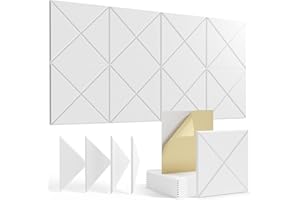HEMRLY 12 pack Acoustic Panels Self-Adhesive, 12"X 12"X 0.4"Sound Proof Foam Panels,Soundproof Wall Panels High Density, Acoustic Panels Sound Absorbing for Wall Decoration and Acoustic Treatment-White
