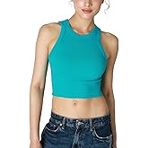 NIKIBIKI Women Seamless Ribbed High Neck Crop Top, Made in U.S.A, One Size (Bluebird)